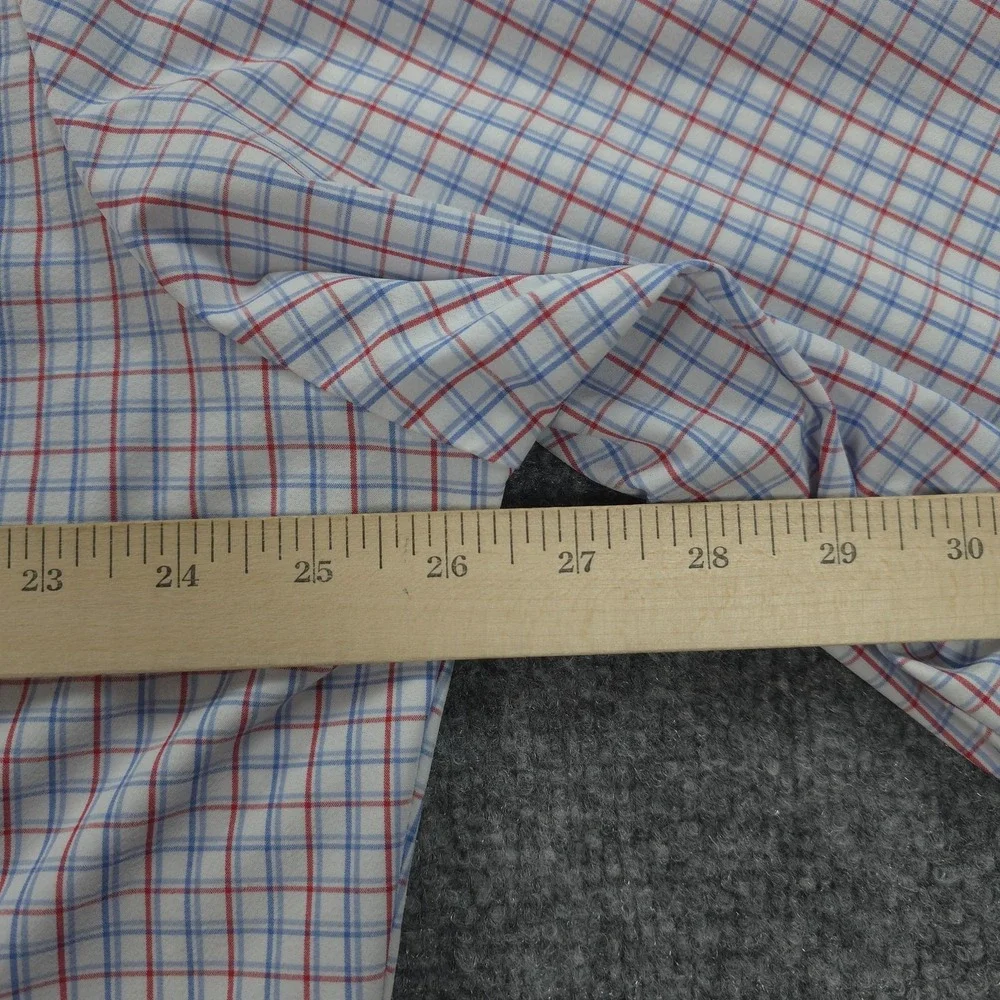 Mizzen‎ Main Shirt Mens XL White Check Performance Stretch Classic Fit Dress